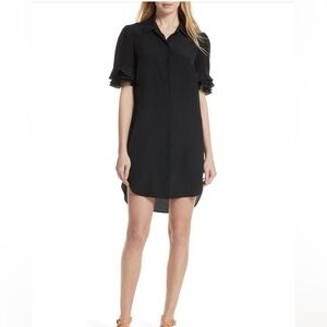 Frame black silk ruffle dress